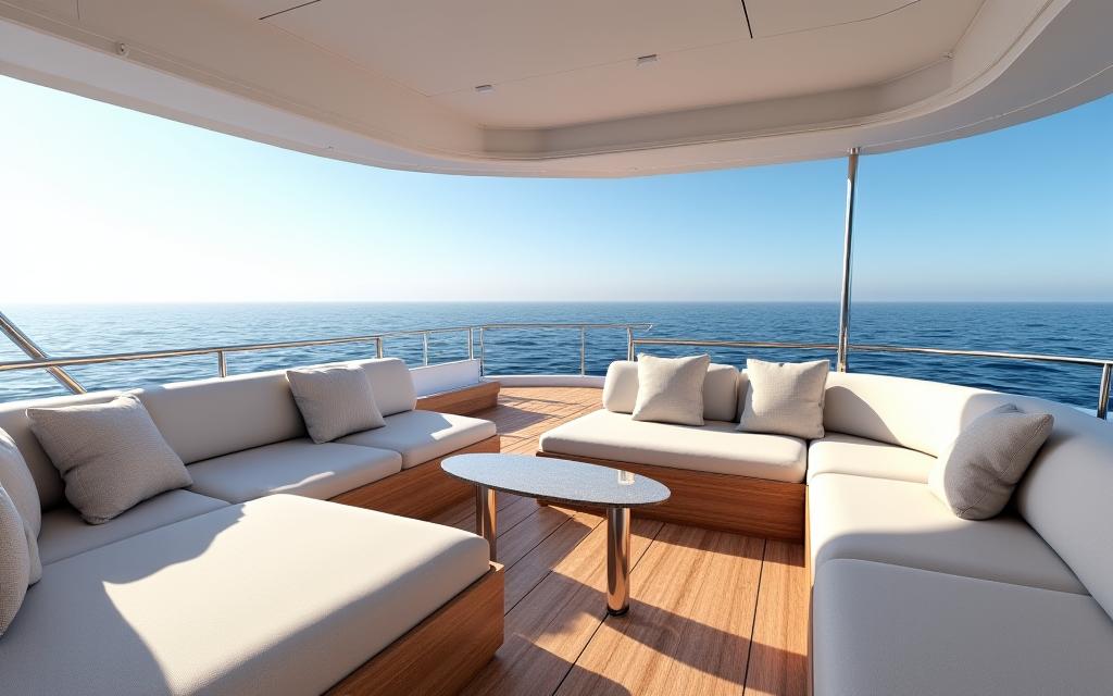 Il ponte superiore dello yacht Ferretti 'Serena'.